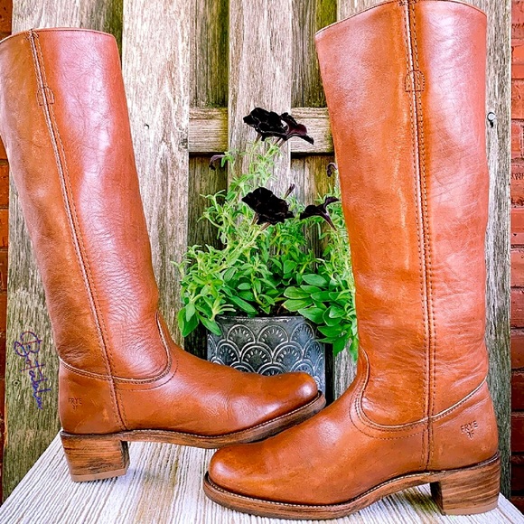 Sold FRYE Vintage USA Tall Knee High Campus Brown Leather Stovepipe Riding Boots - Picture 13 of 14